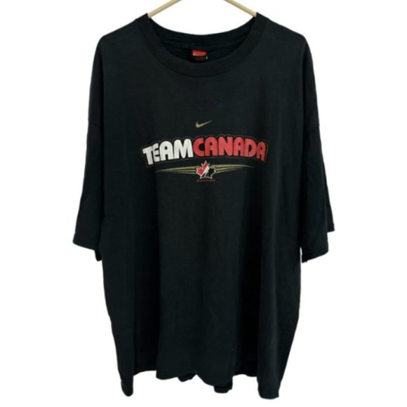 Y2K Nike Hockey Team Canada Front  Graphic T Shirt Black XL Short Sleeve - Picture 1 of 4